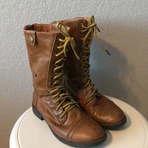 Brown combat boots